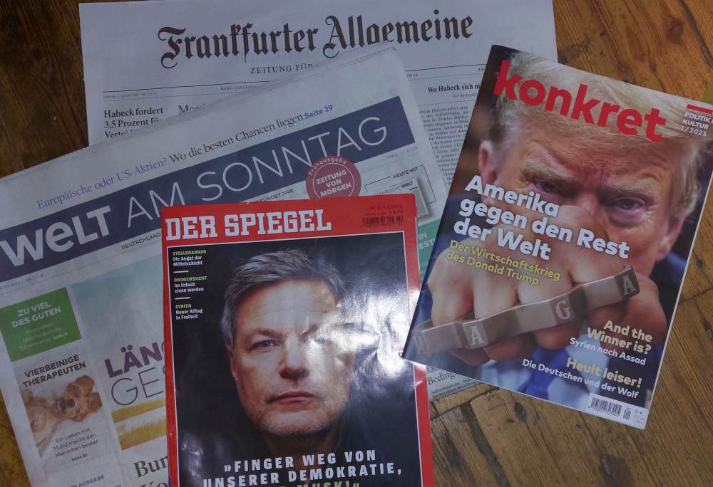 Welt am Sonntag, Frankfurfter Allgemine, Der Spiegel, konkret